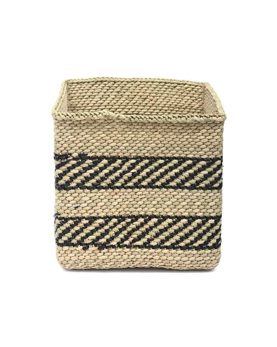 SAIDA: Black & Natural Square Storage Baskets