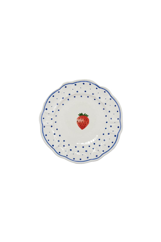 Tutti Frutti Polka Dot Side Plate, Strawberry, Set Of 4