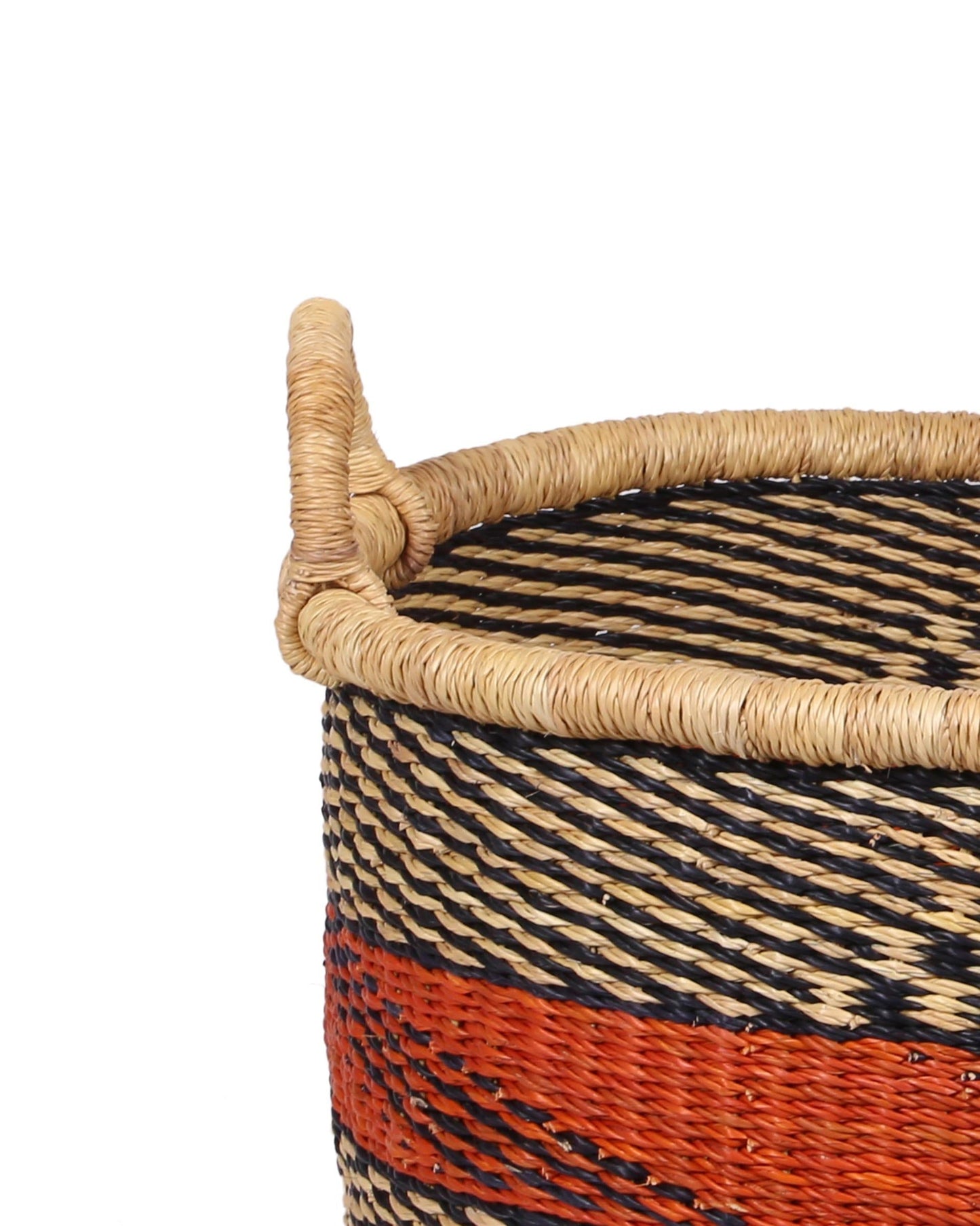OESE: Small Black and Burnt Orange Floor Storage Basket with Handles