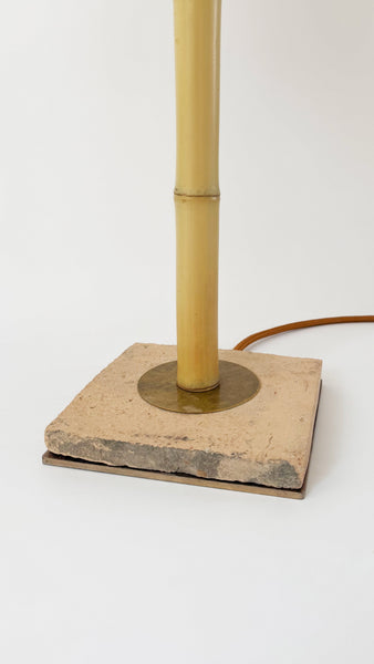 Bamboo and Terracotta Table Lamp - Yellow