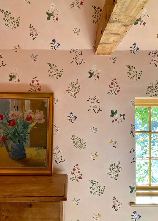 Herbarium Wildflower Wallpaper - Blush