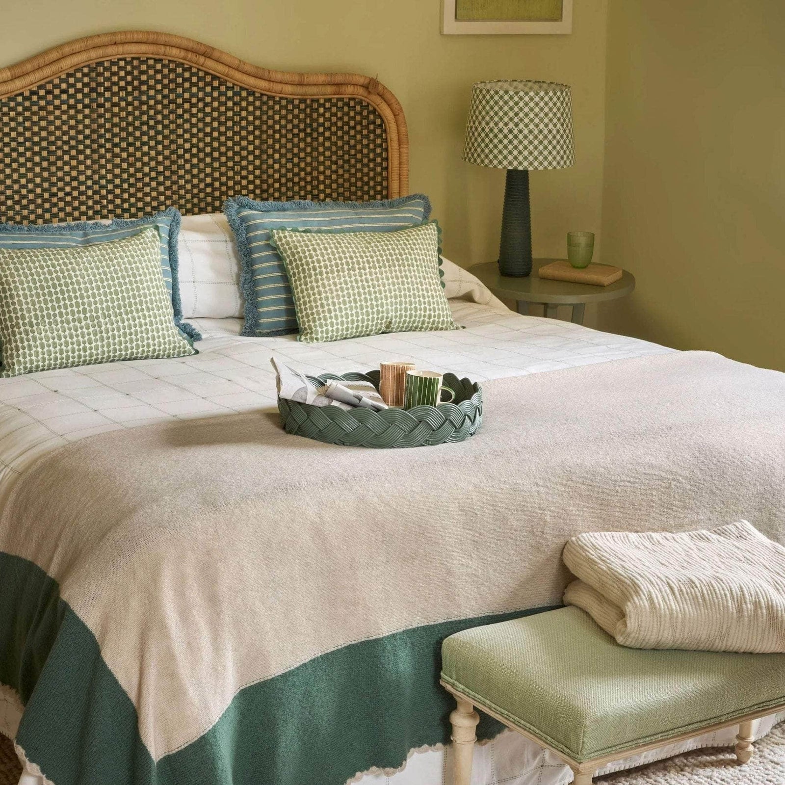 Viale Block Print Cushion - Green