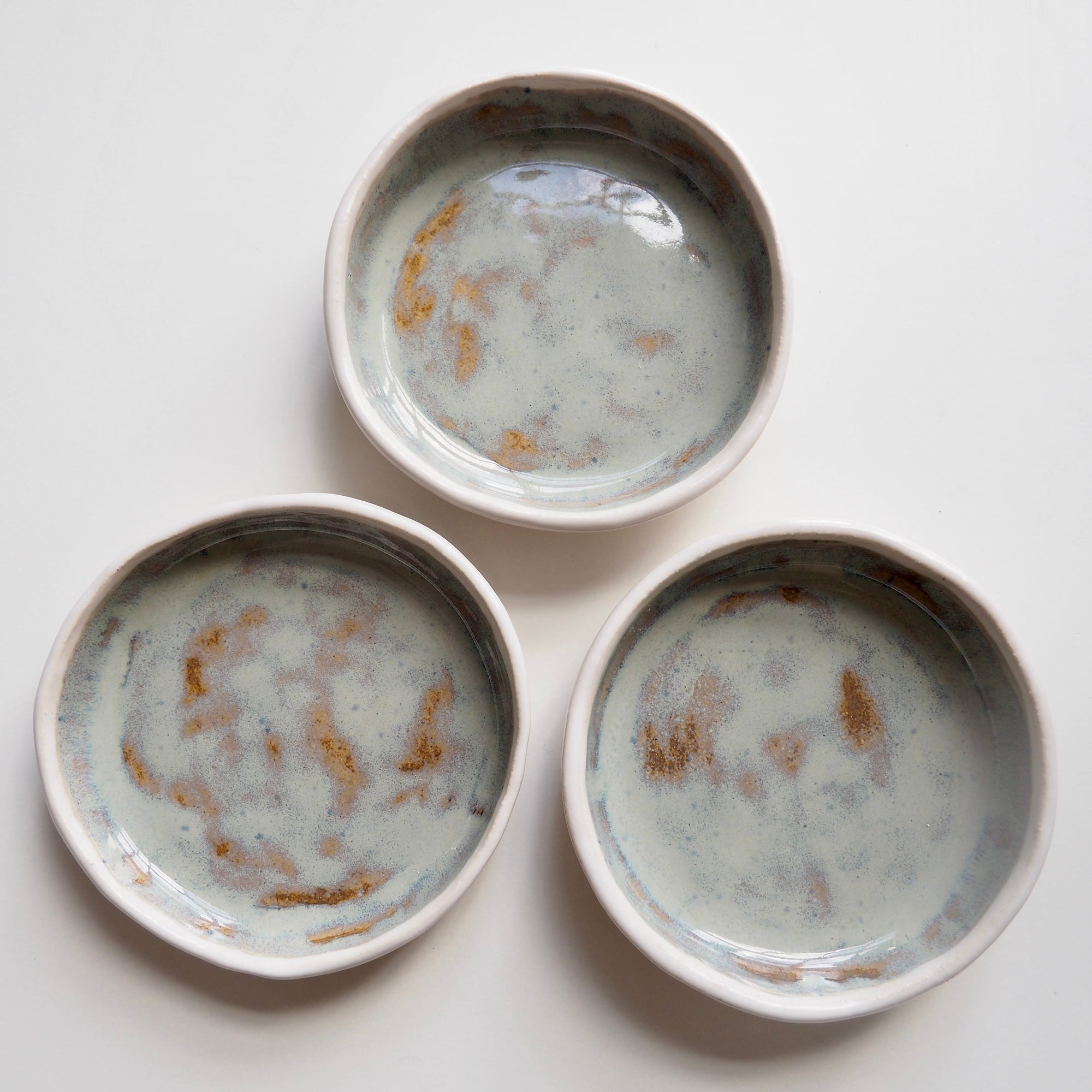 Handmade Blue/Brown Flat Ceramic Ring Dish