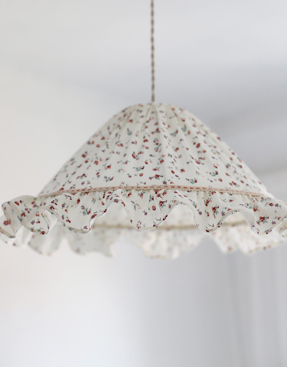 Emilia Conical Pendant Light with Ruffle in ‘Tiny Flowers’ Print