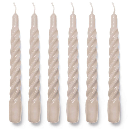Grey Twisted Gloss Candles - Set of 6