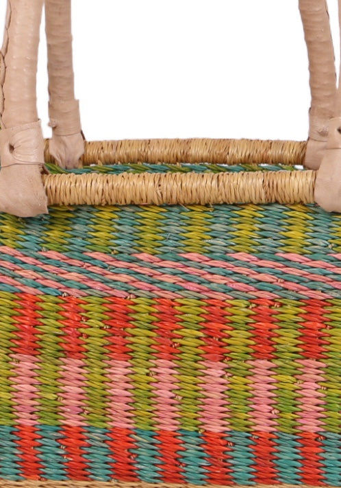 EFI: Green, Pink and Orange Woven Moses Basket