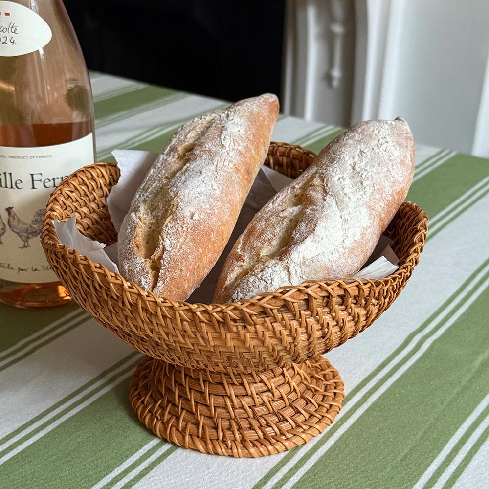 Handwoven Scalloped Rattan Pedestal Bowls