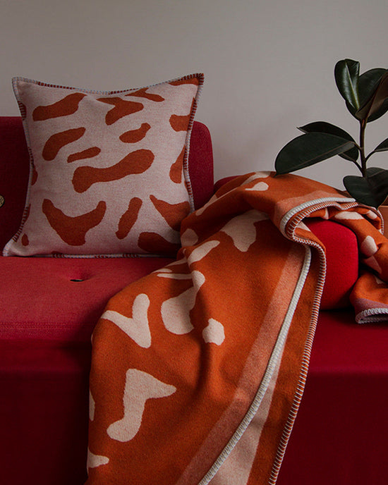Orange + Pink Scatter Cushion Recycled Wool