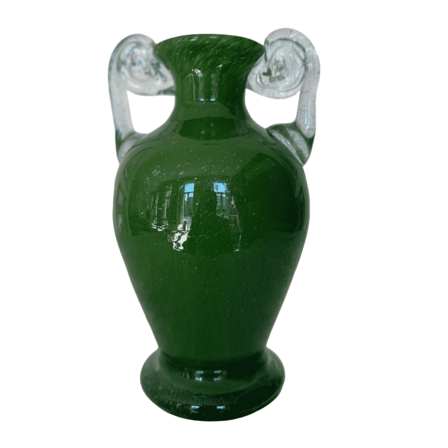 Blown Glass Amphora Vase, Green