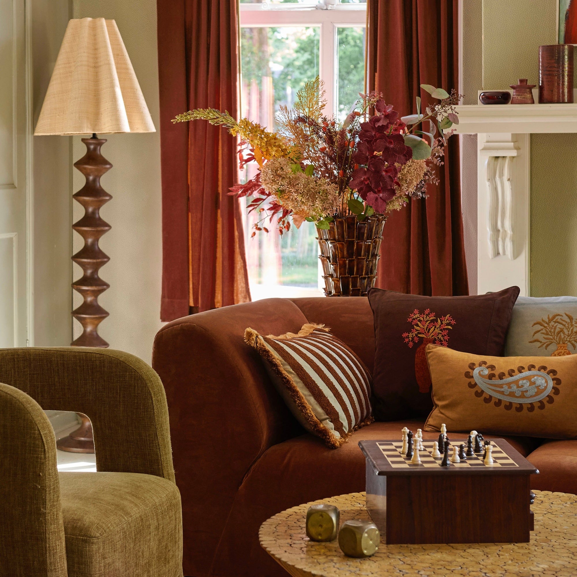 Double Sided Cushion Siena Raffia & Smokey Blue