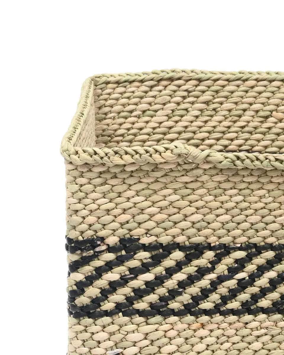 SAIDA: Black & Natural Square Storage Baskets
