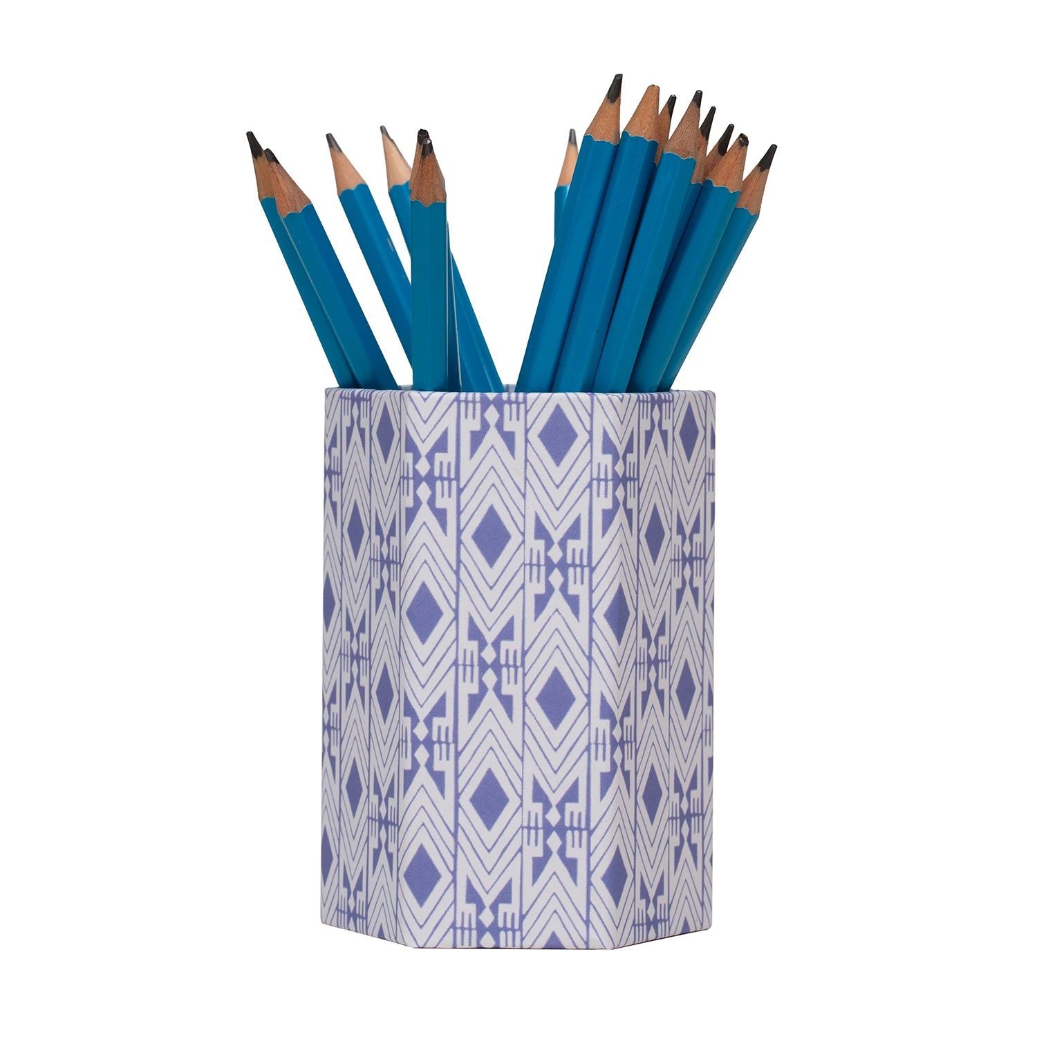 Tijan Violette Blue Hexagonal Brush Pot