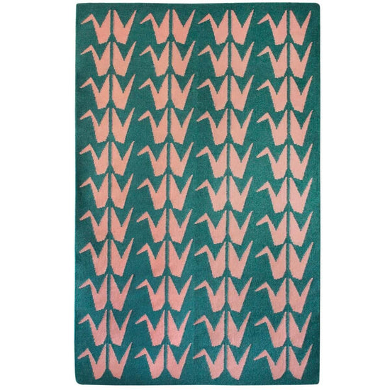 Crane Flatweave Rug - Green and Pink
