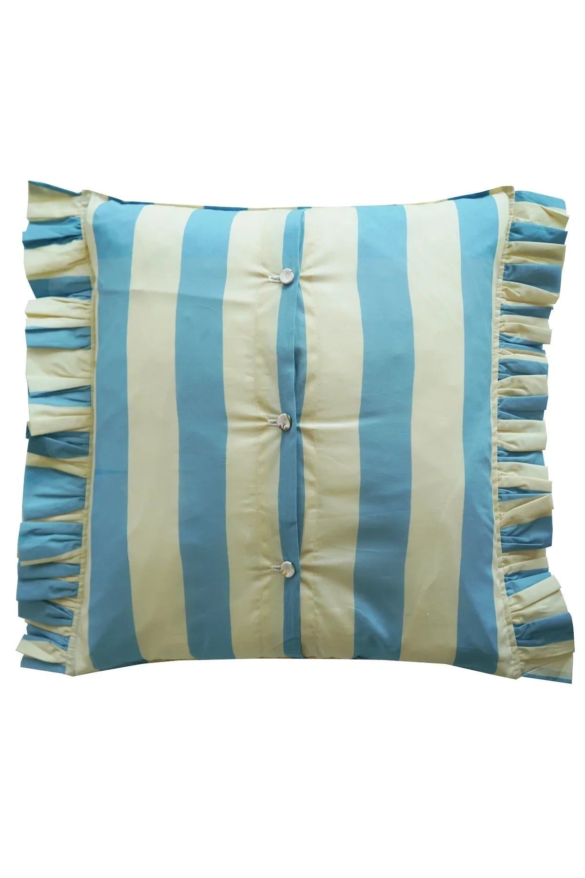 Ruffle Cushion made with Liberty Fabric VACATION STRIPE