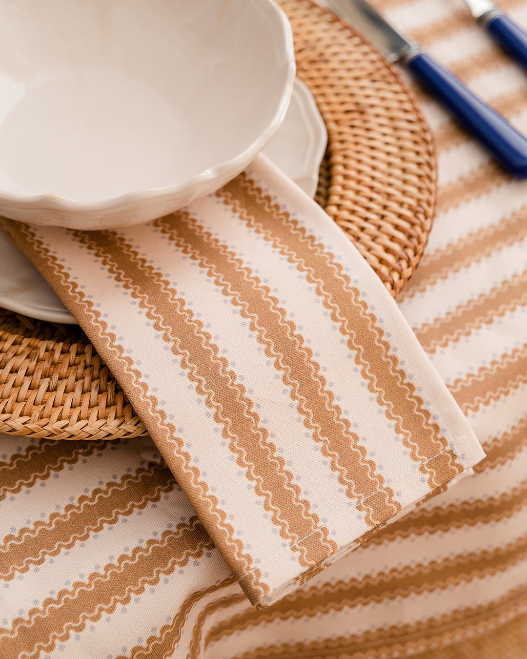 Atlântica Beige Printed Napkin in 100% Cotton