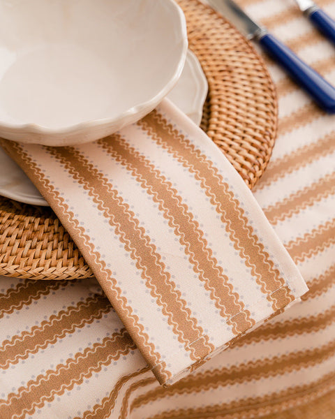 Atlântica Beige Printed Napkin in 100% Cotton
