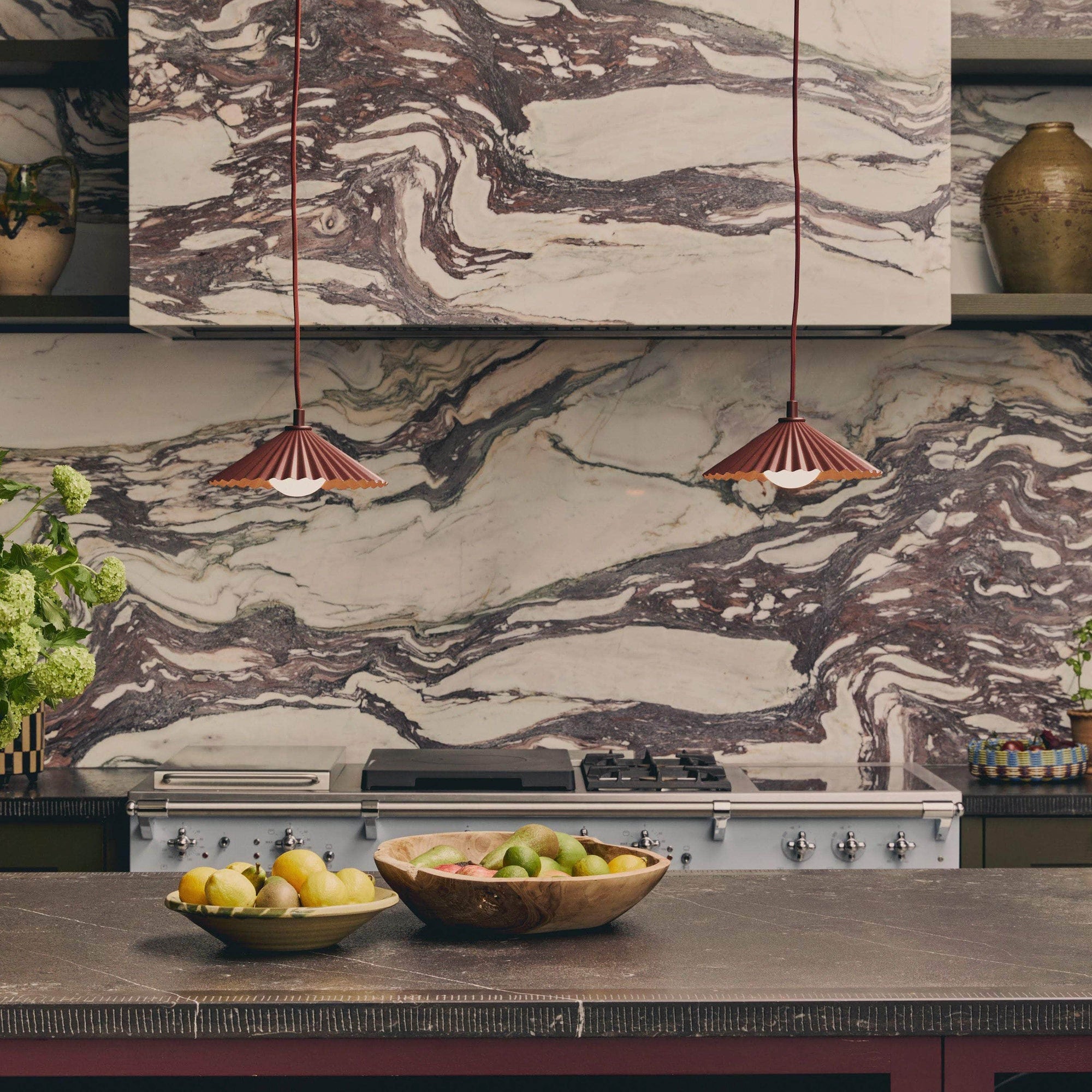 Burnt Orange Small Pleat Pendant Ceiling Light