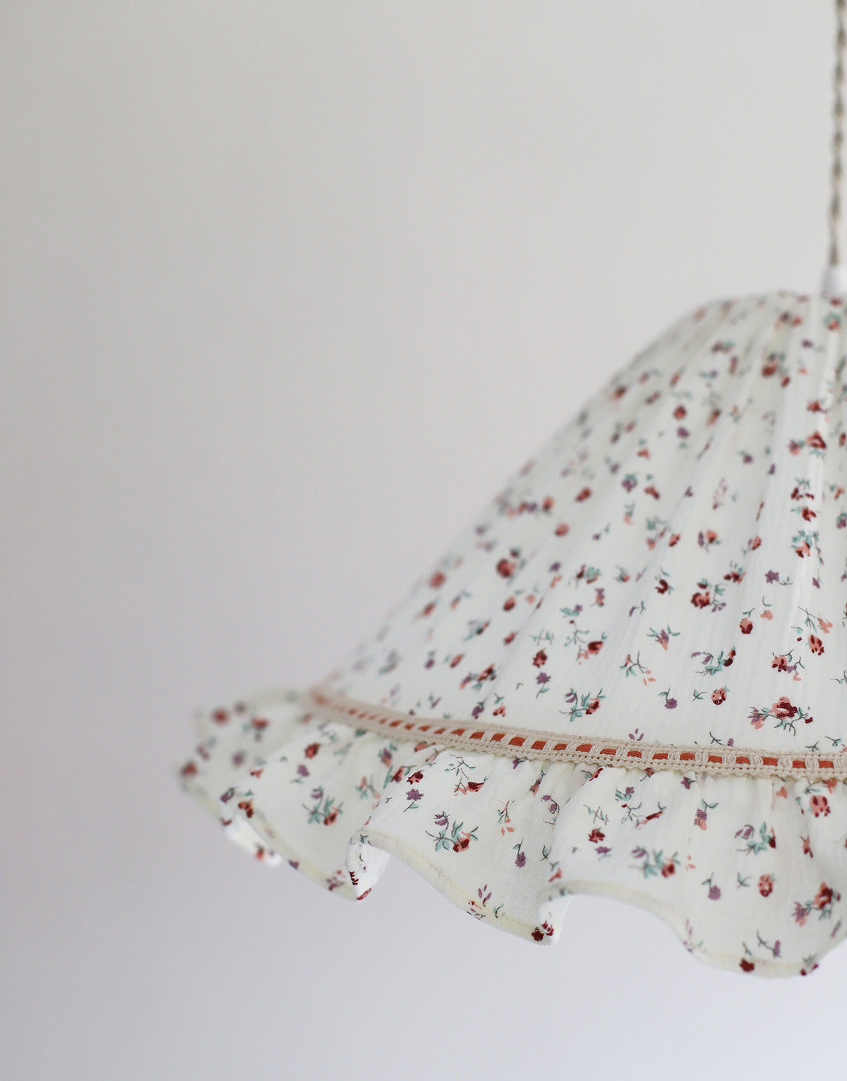 Emilia Conical Pendant Light with Ruffle in ‘Tiny Flowers’ Print
