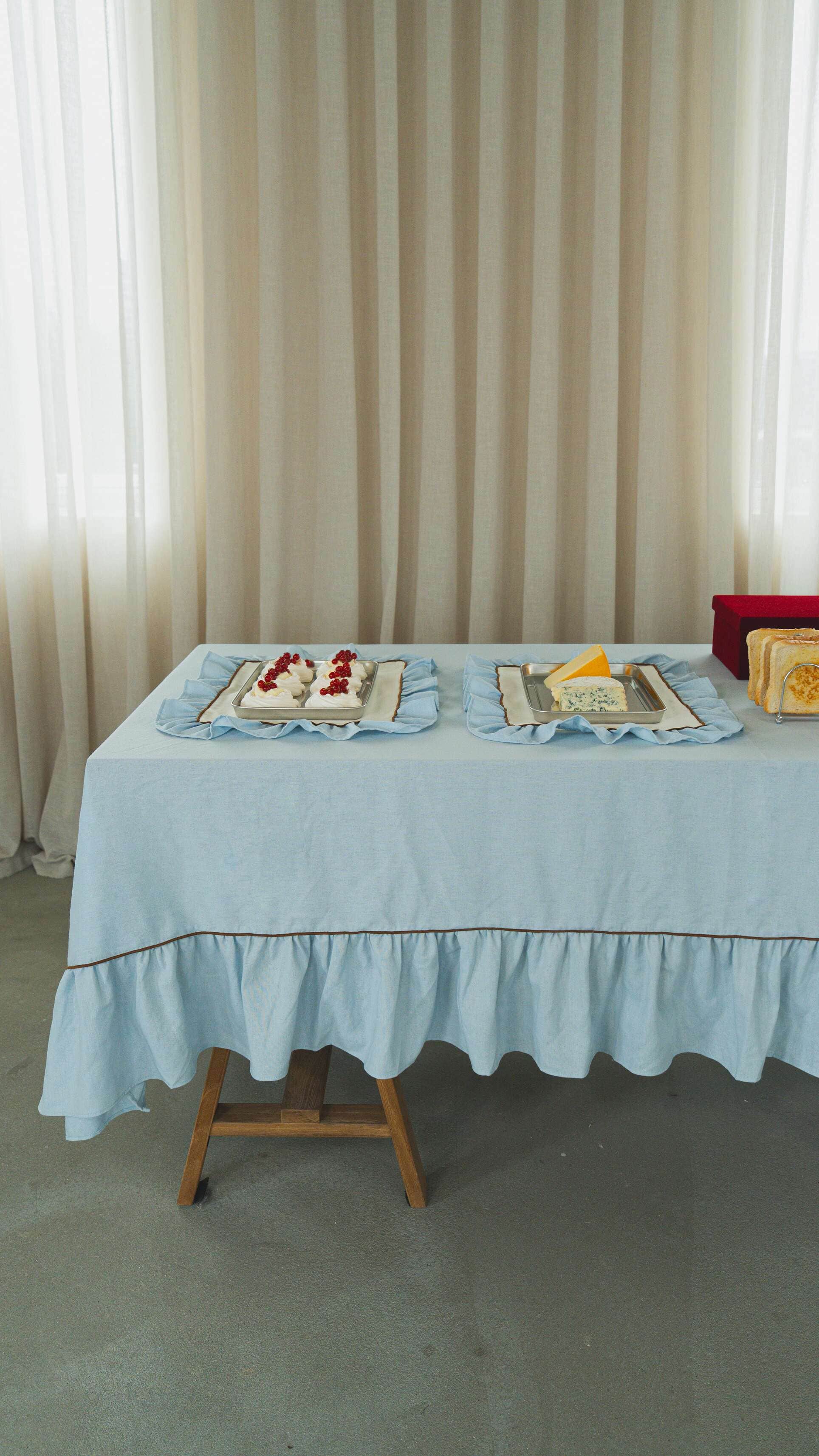 Ruffle Tablecloth, Blue