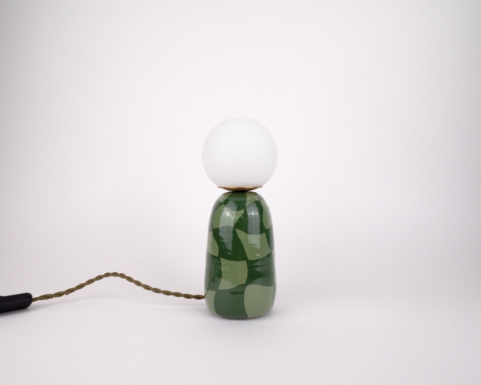 'Abstract Check' Table Lamp w/ Bulb - Green