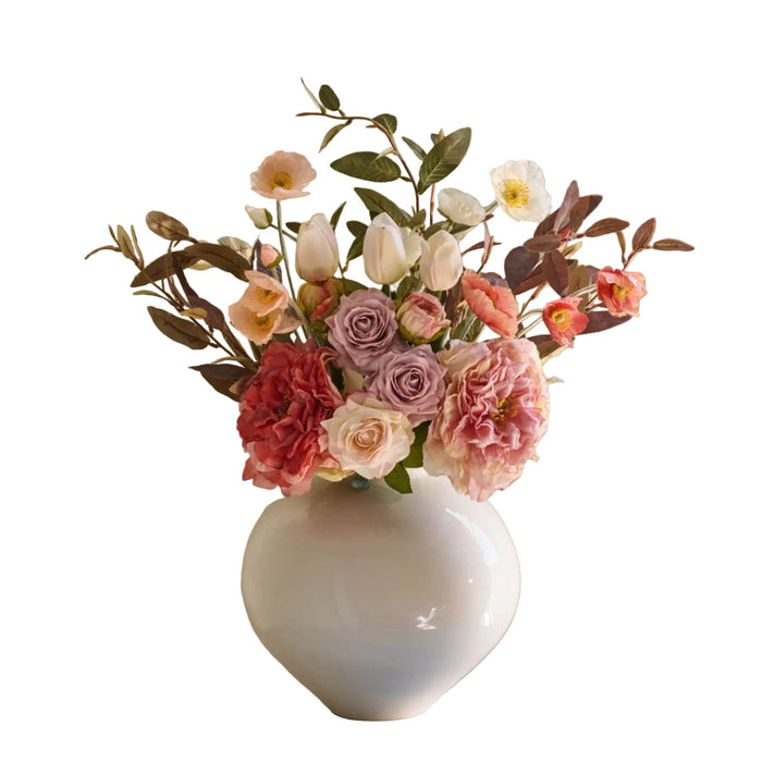Esther - Faux Flower Arrangement - Pinks, Corals & Greens
