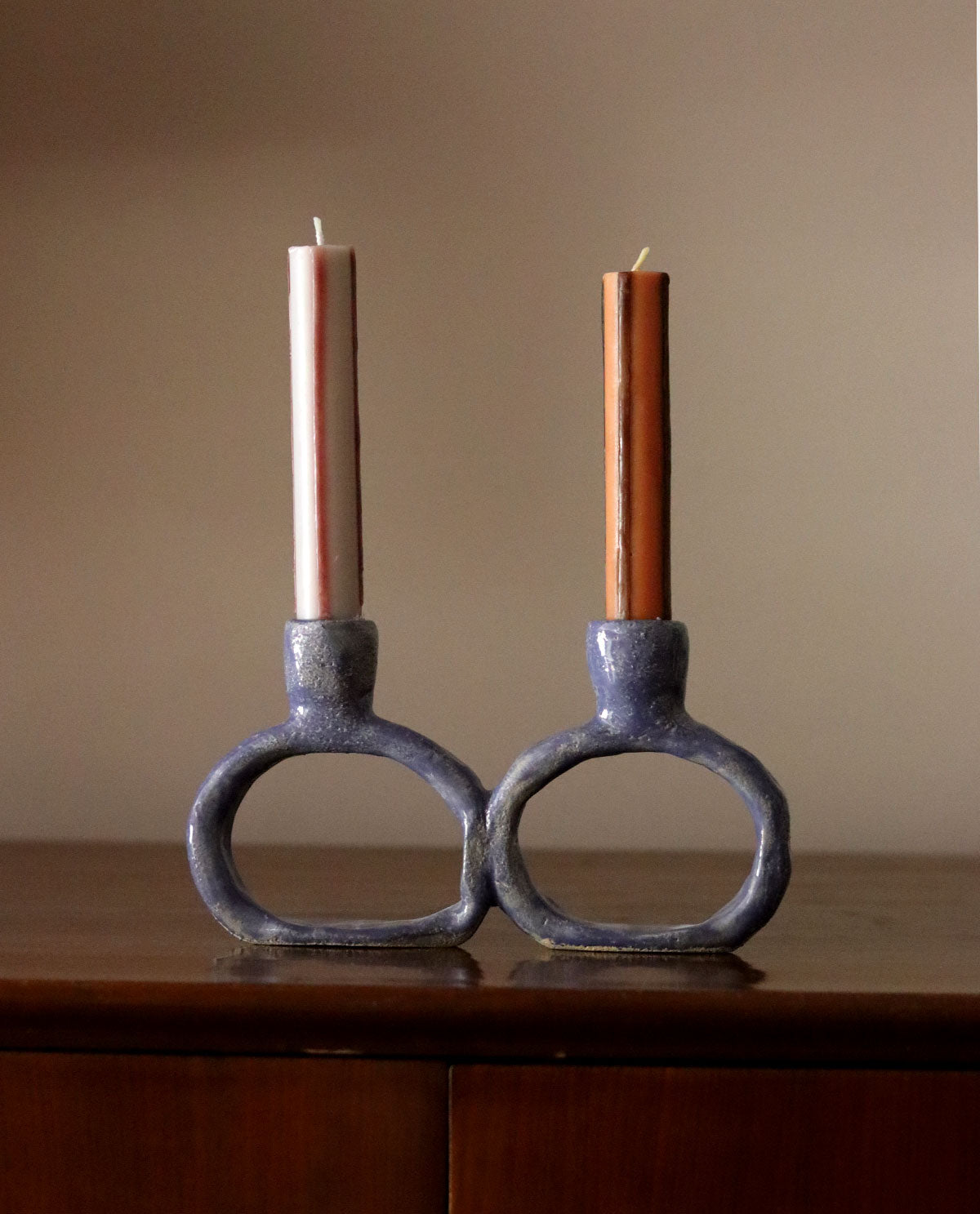 Handmade Ceramic Candle Holder Blue