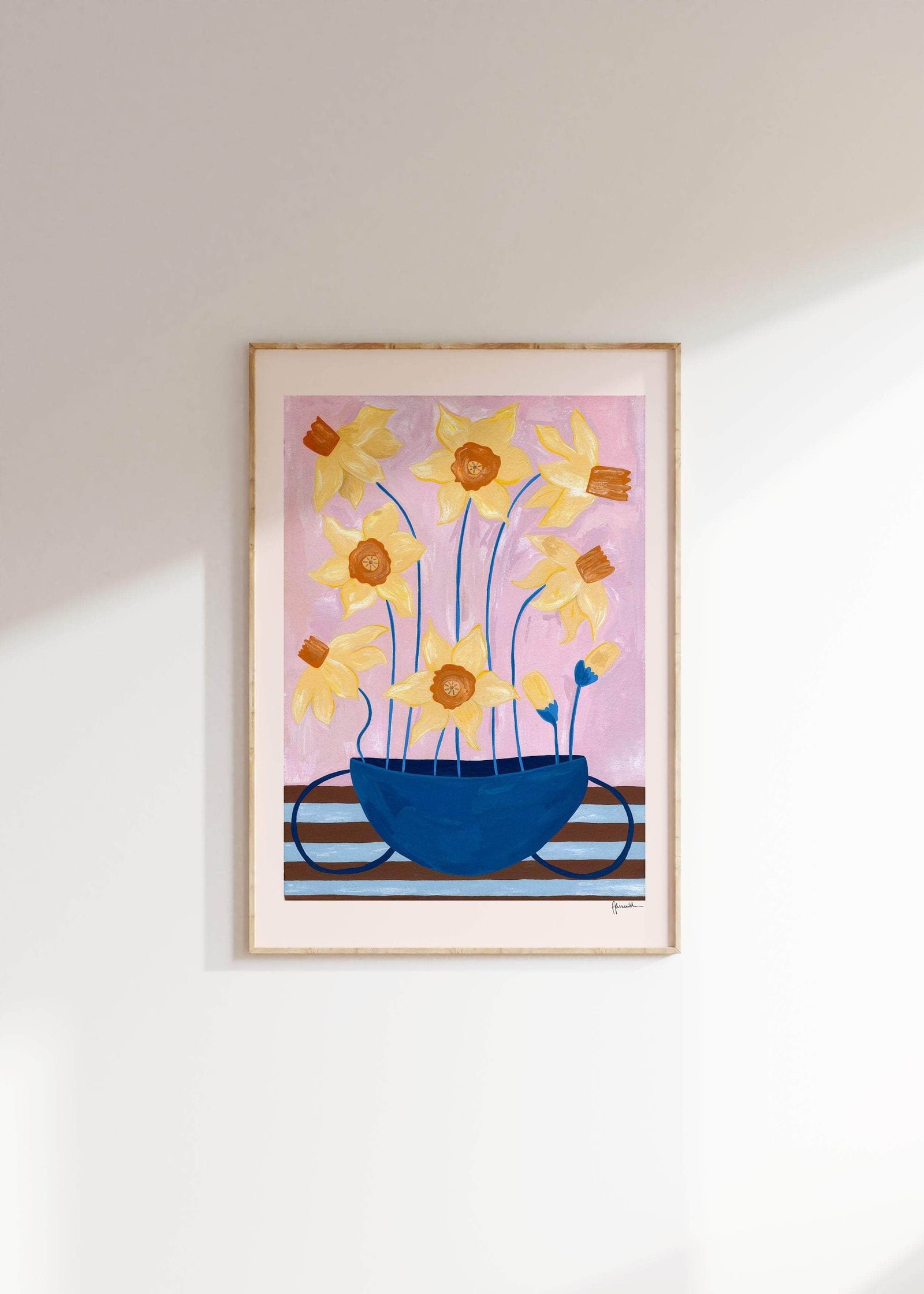 Daffodils in blue vase