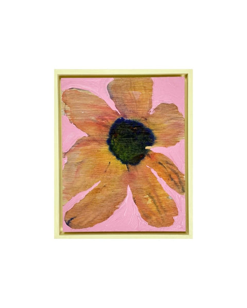 Orange Bloom on Wood - Original Painting