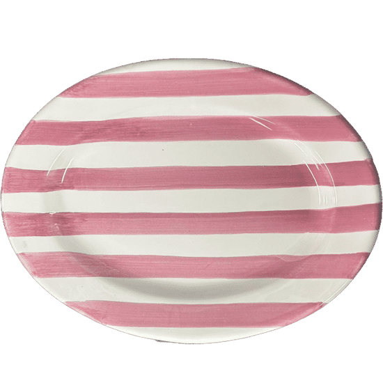 Pink Striped Oval Platter 25cm