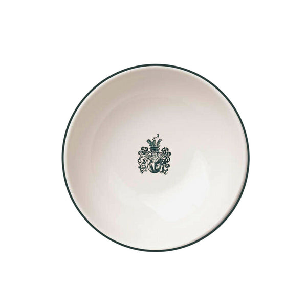 Hand Painted Bowl with Green Crest