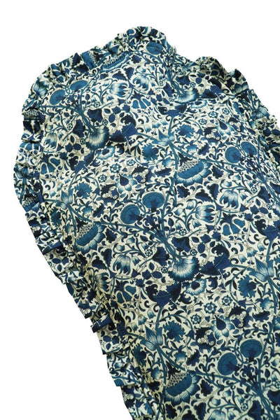 Liberty Fabric Ruffle Edge Hot Water Bottle LODDEN NAVY