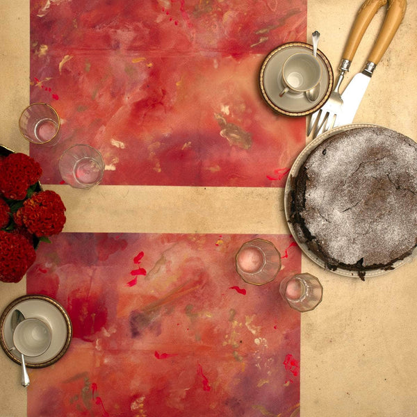 Hand painted Dafne Rectangular Placemats Set of 2 Crimson