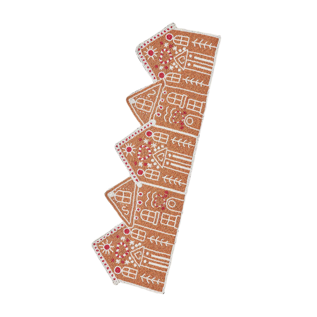 Beaded Gingerbread House Table Runner