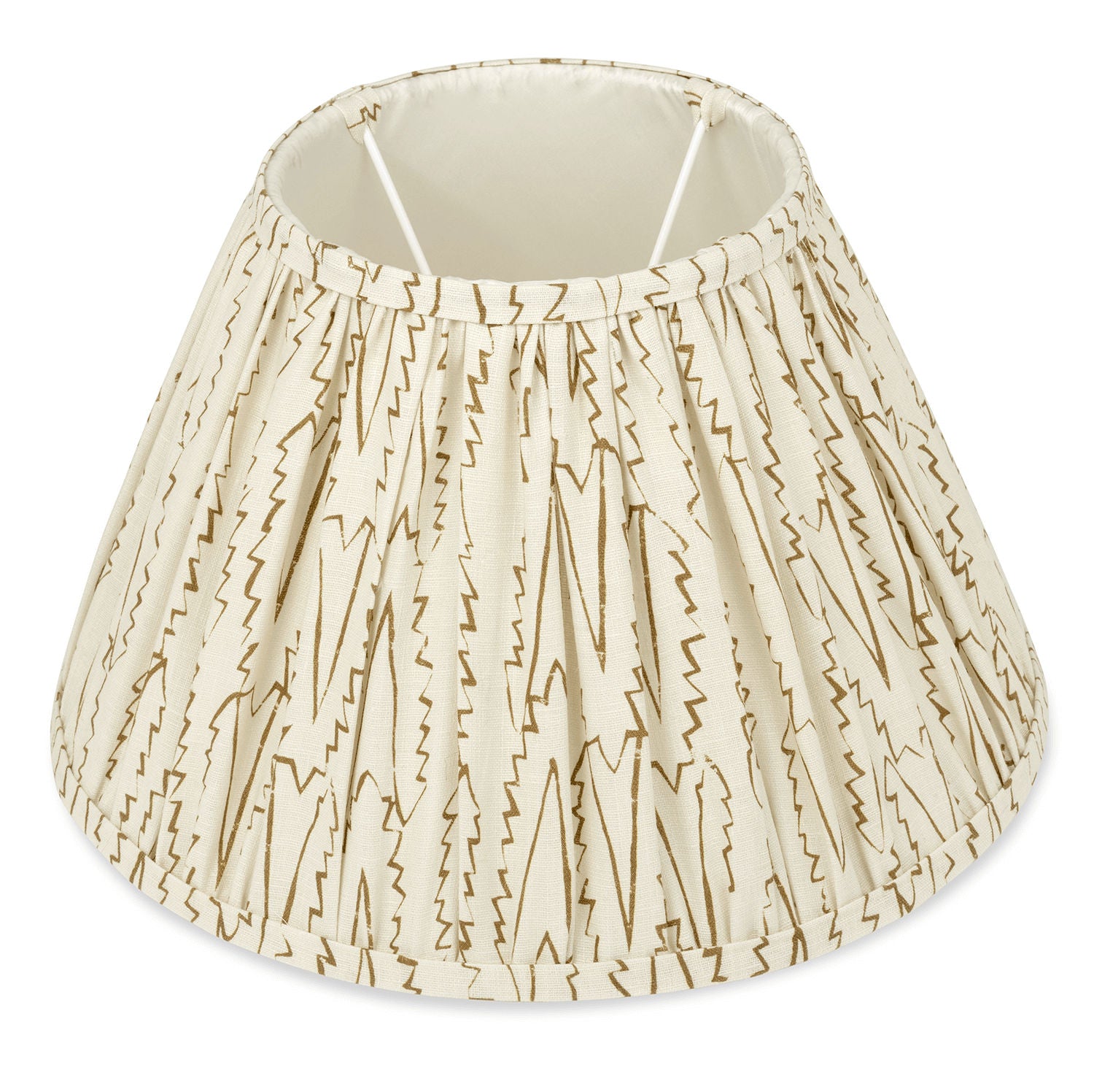 Made to Order Hand Pleated Empire Lampshade in Serrata Print Old Gold