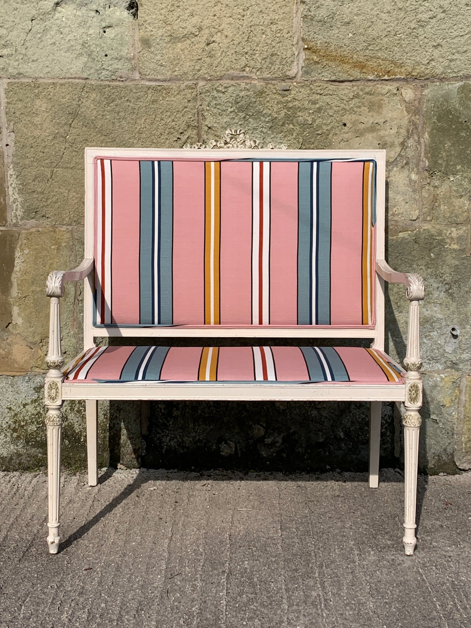 DAISY – Antique French Settee Neo-Classical style with Ottoline Fabric