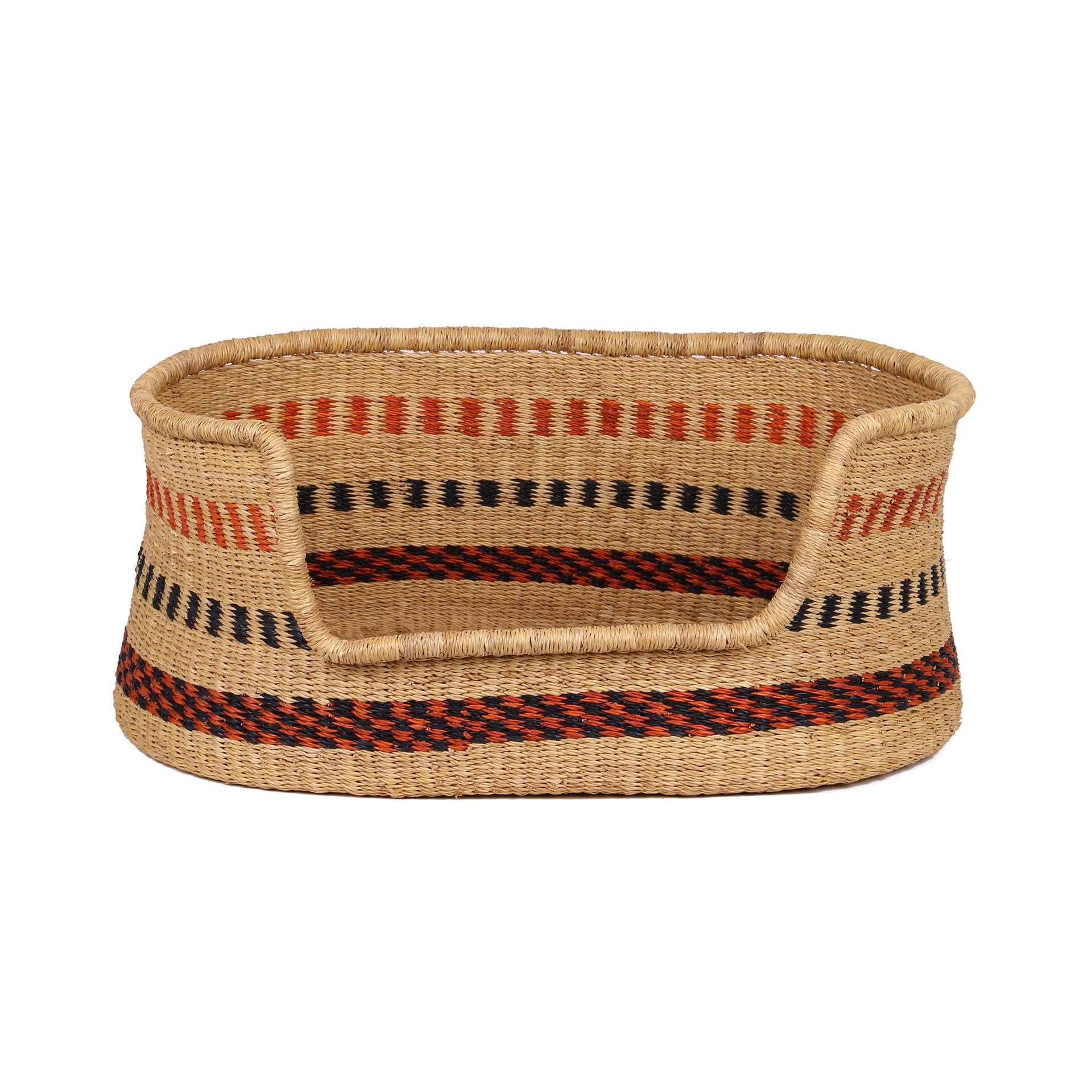 OKRAMAN: Burnt Orange and Black Dog Basket - Medium