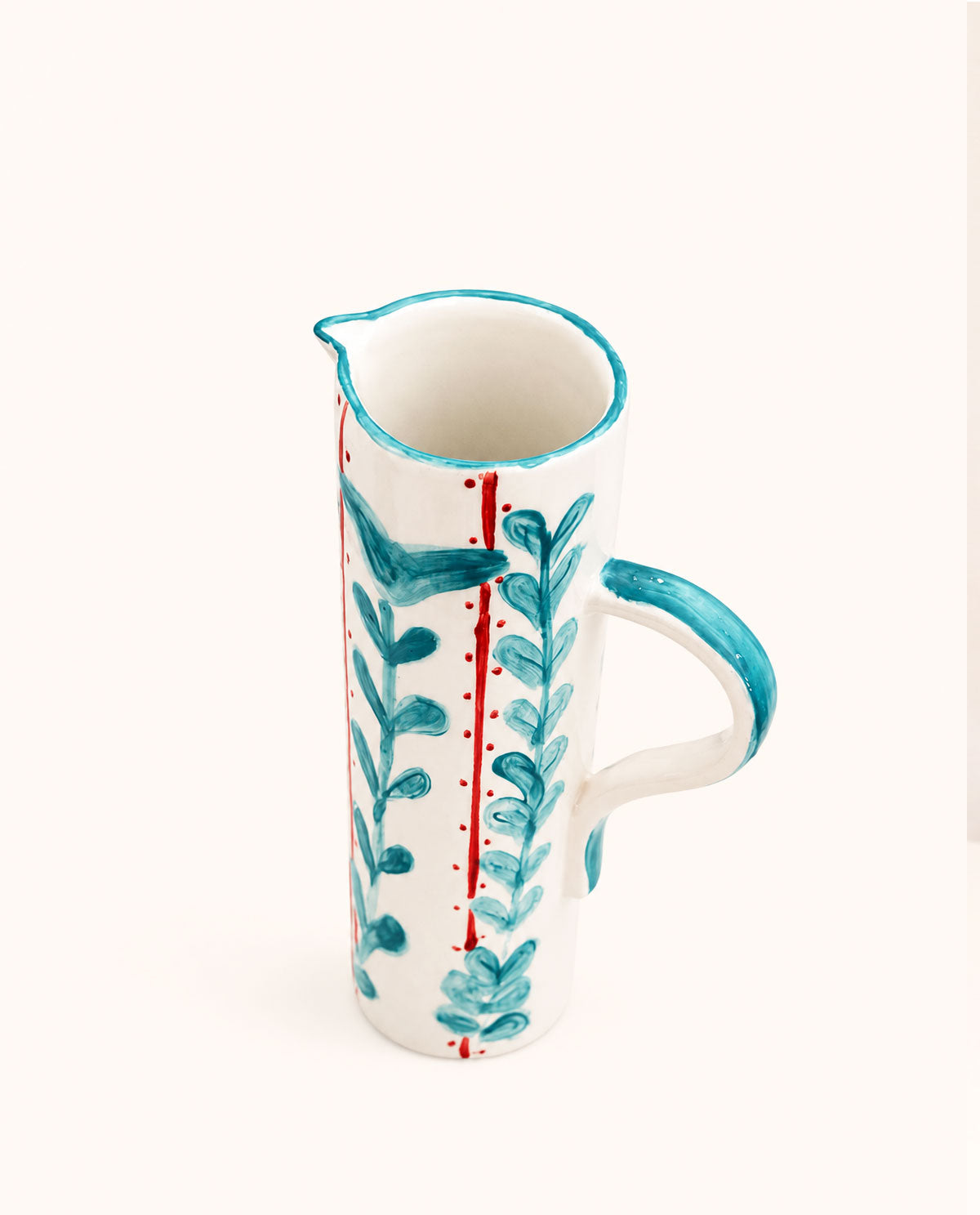 Turquoise Hand-Painted Ceramic Pitcher