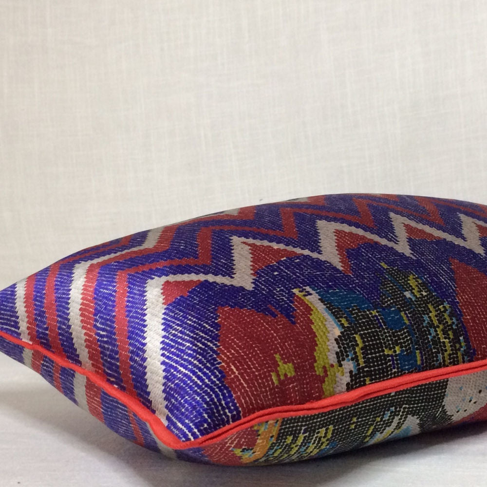 Tati Cushion - Blue, Red & Ivory
