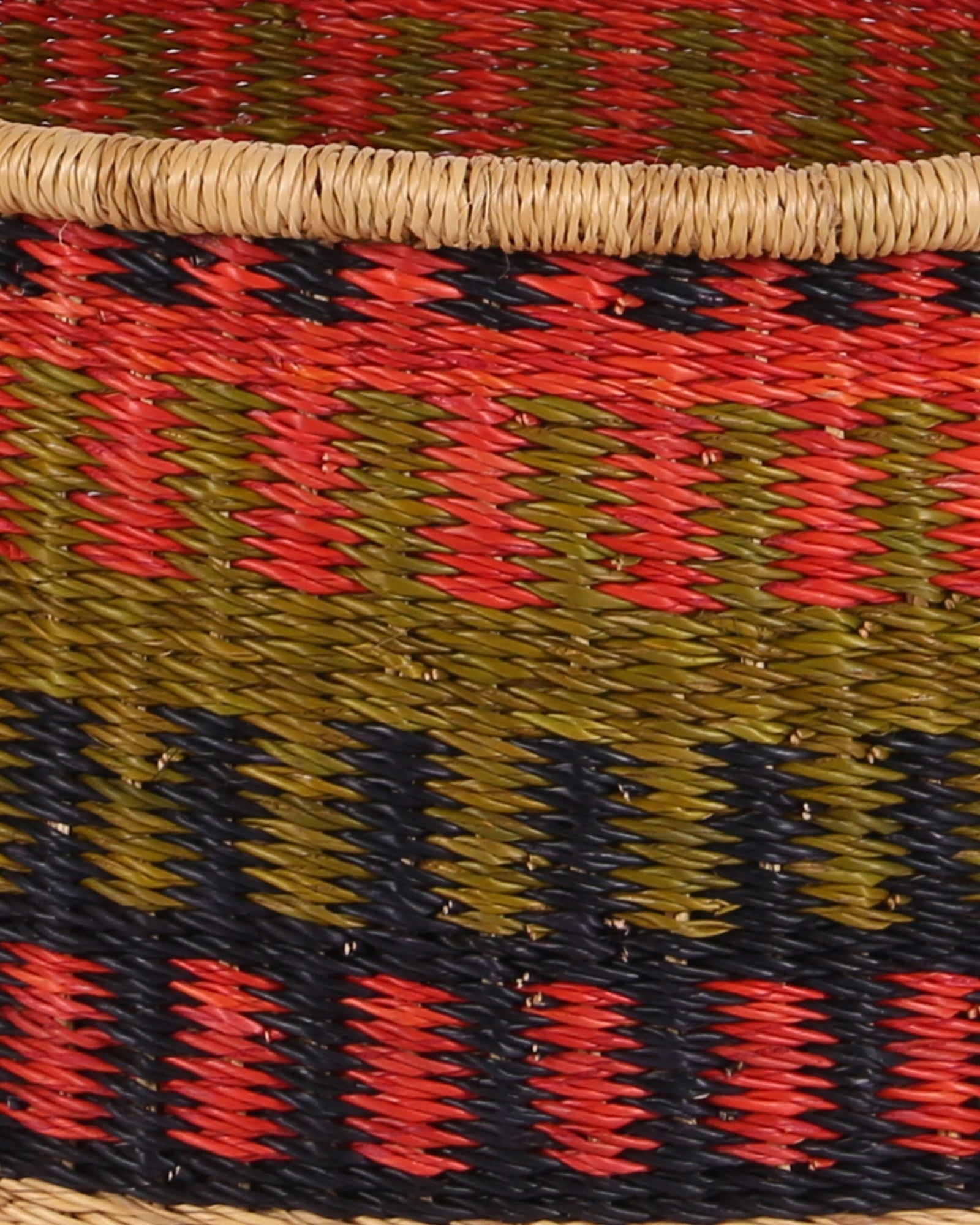 KWAMENA: Small Orange, Khaki and Black Floor Storage Basket with Handles