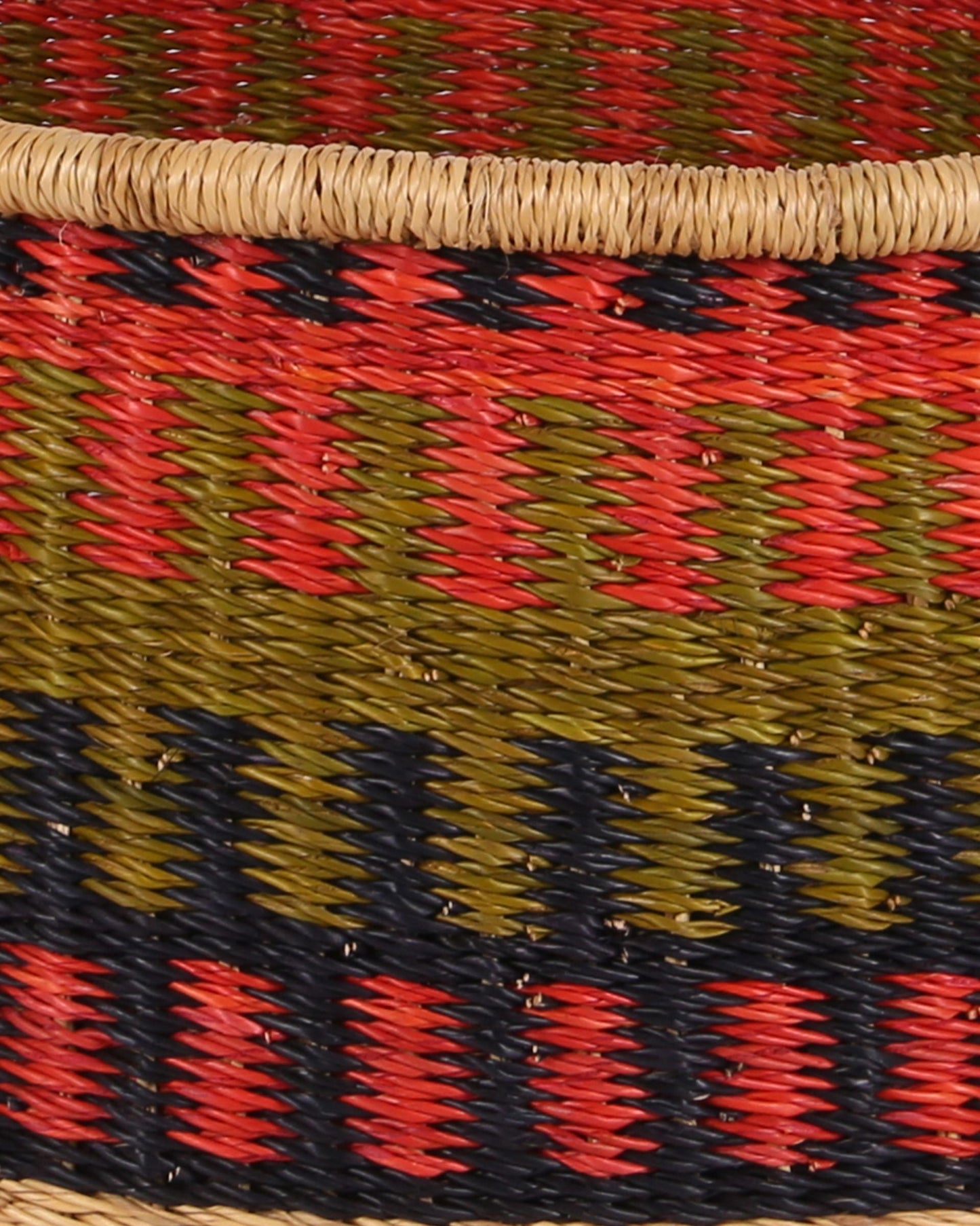 KWAMENA: Small Orange, Khaki and Black Floor Storage Basket with Handles