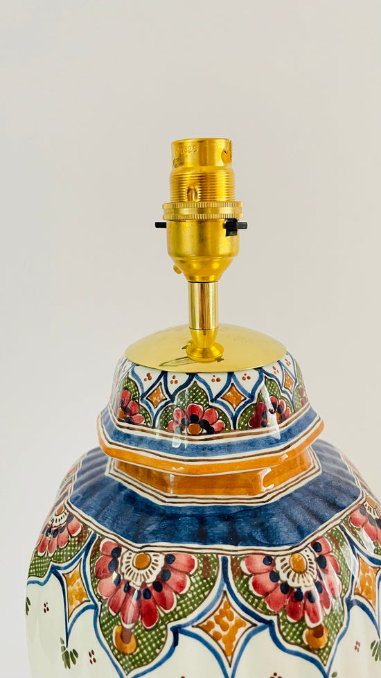 Antique Delft Polychrome Lamp