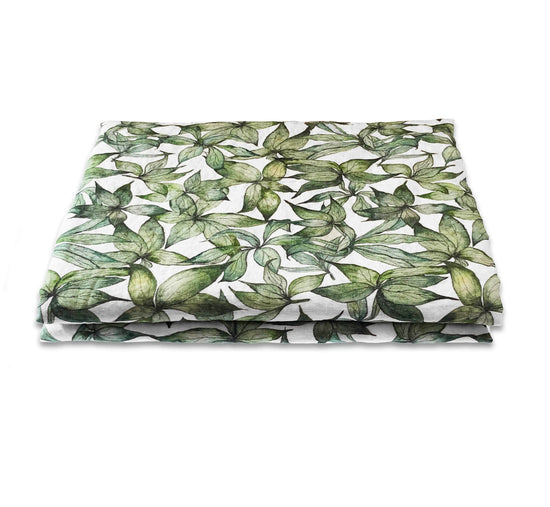 Hellebore Leaves Linen Tablecloth