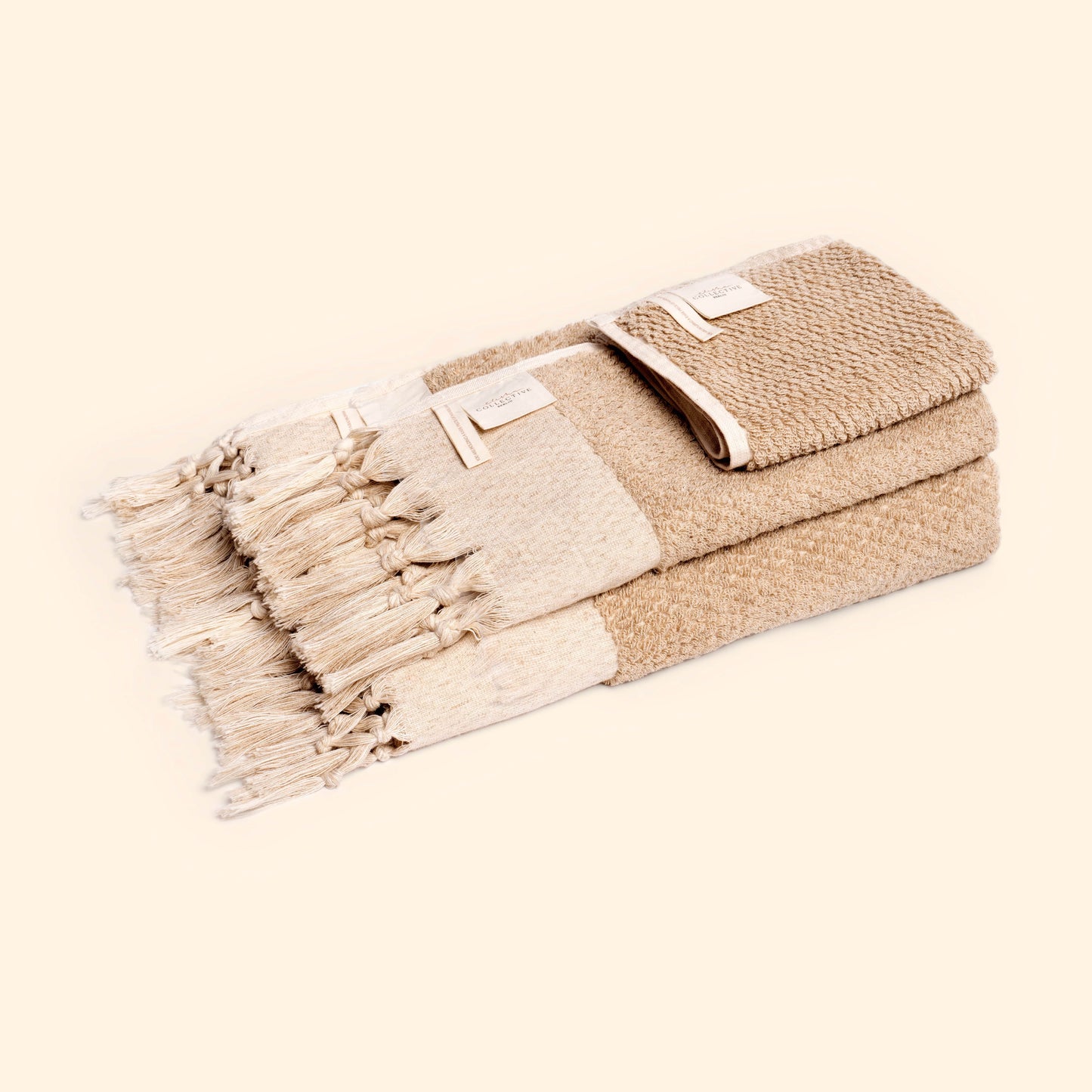 Pure Linen Face Cloth In Beige