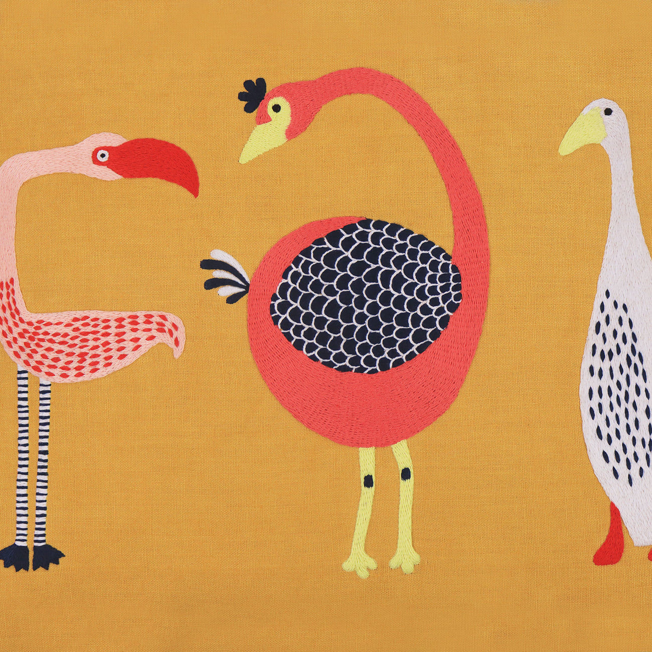 Birds Cushion Cover - Yellow