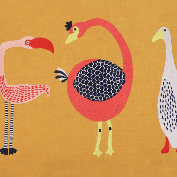 Birds Cushion Cover - Yellow