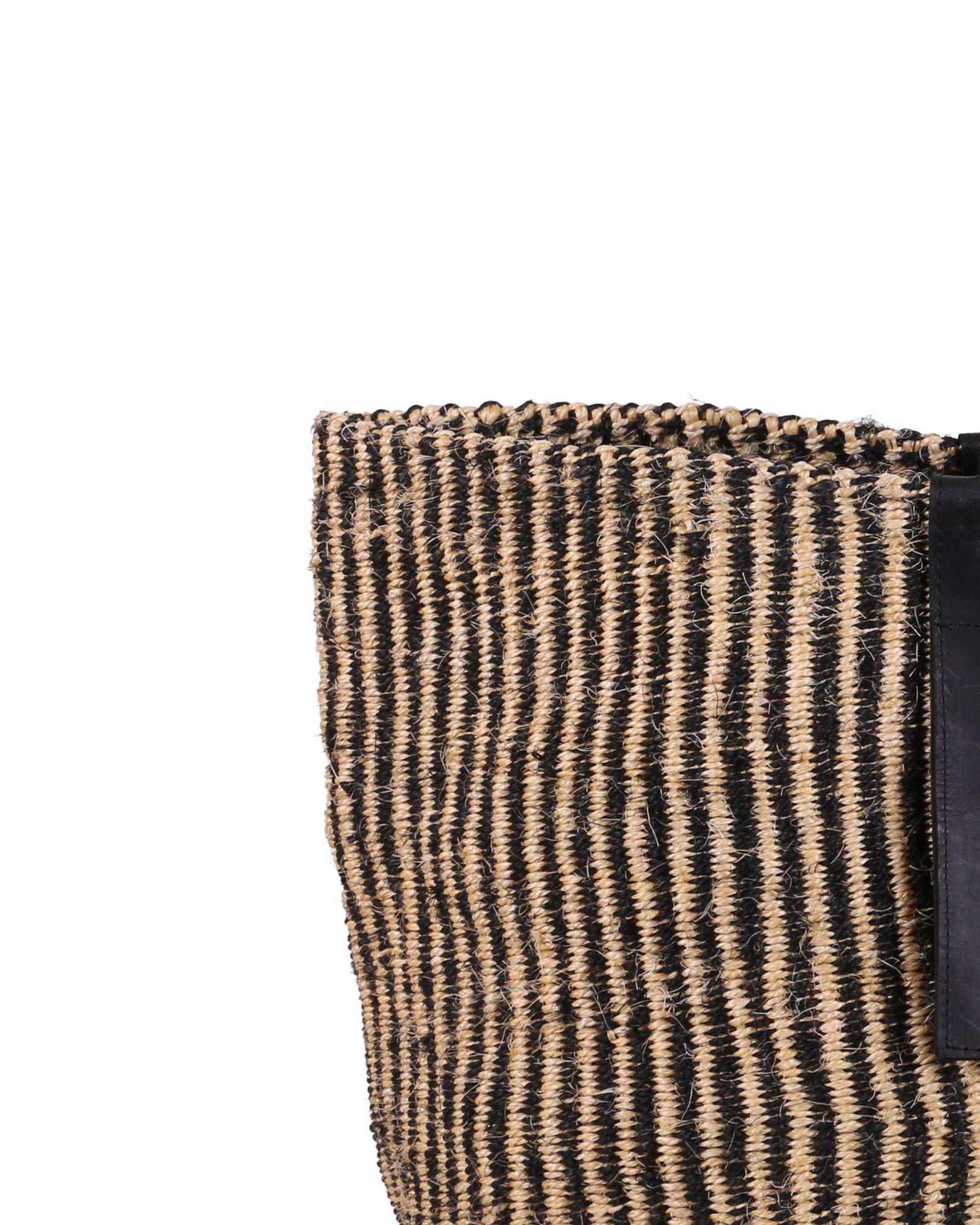 MSTARI: Black Pinstripe Woven Weekend Bag