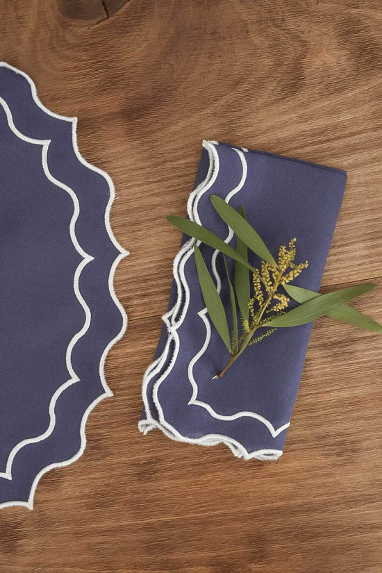 Navy Napkin, Blue with White