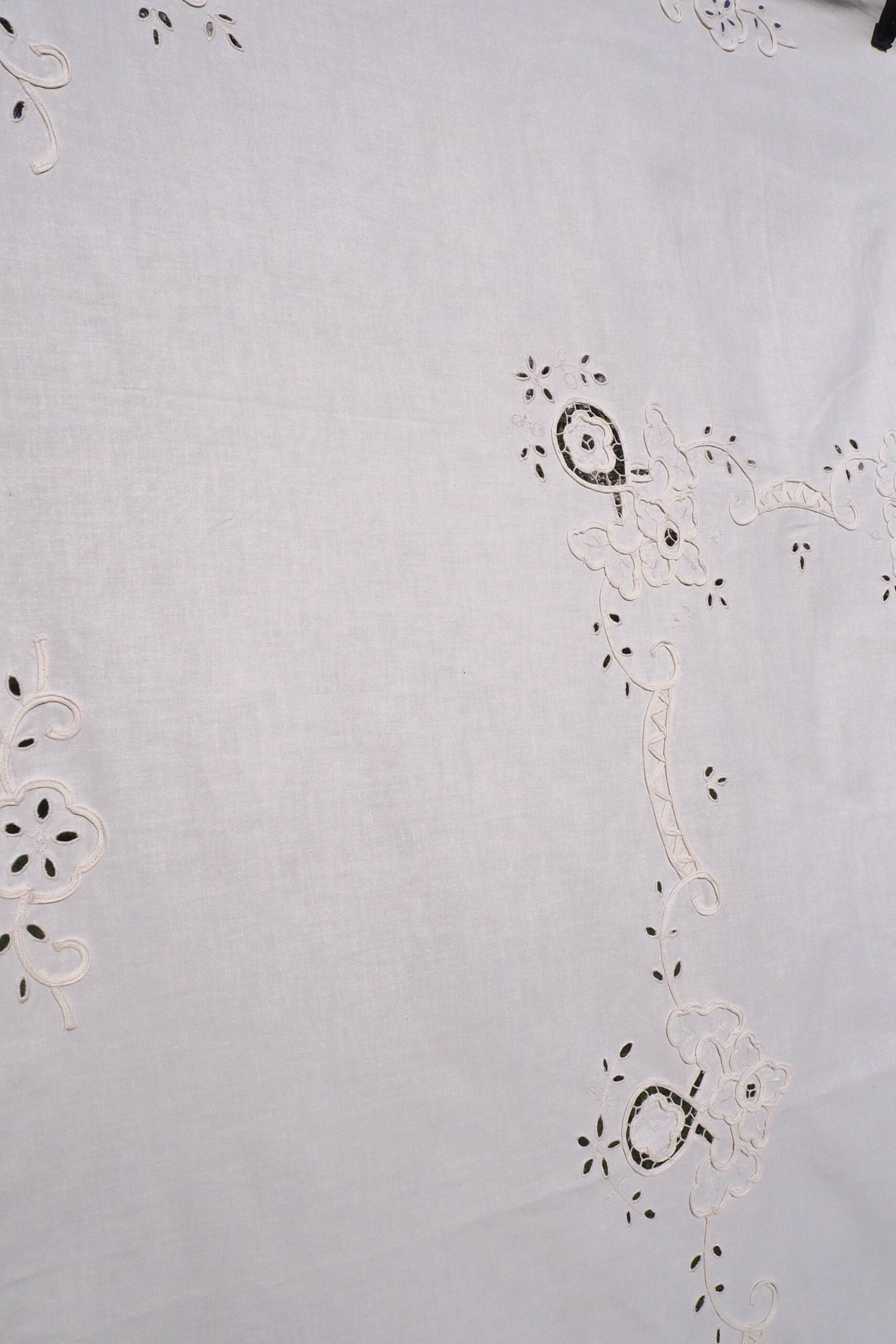 Antique Broderie Anglaise Tablecloth
