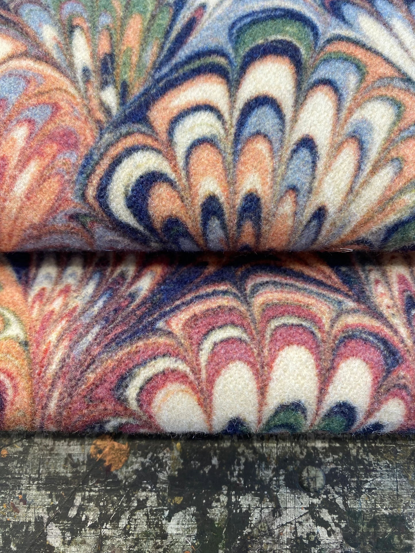 Marbled Fabric - 'Serpentine' Col: Summer - Wool Mix