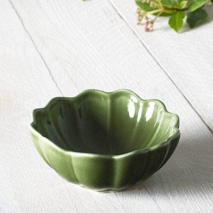 Green Scallop Ceramic Dip Bowls x 3